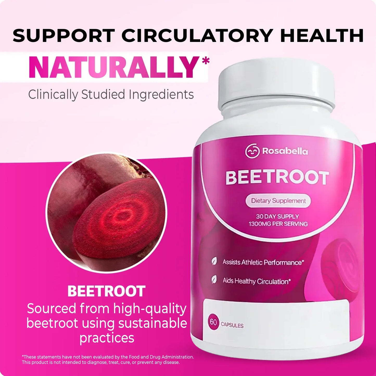 Rosabella Beetroot Capsules To Support Circulation And Vitality*